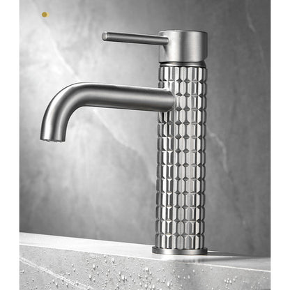 Juno Deck-Mounted Single Handle Bathroom Faucet - Hot & Cold Mixer with Carved Art Design
