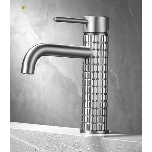 Juno Deck-Mounted Single Handle Bathroom Faucet - Hot & Cold Mixer with Carved Art Design