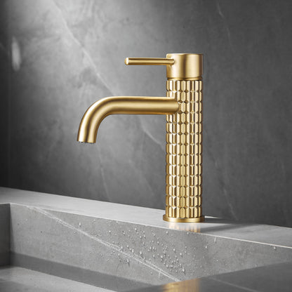 Juno Deck-Mounted Single Handle Bathroom Faucet - Hot & Cold Mixer with Carved Art Design