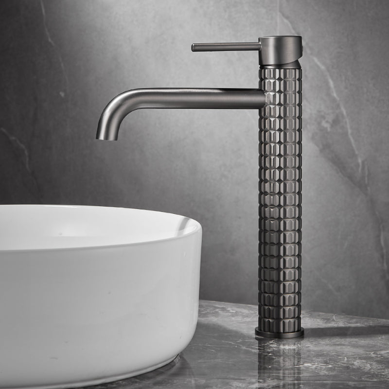 Juno Deck-Mounted Single Handle Bathroom Faucet - Hot & Cold Mixer with Carved Art Design