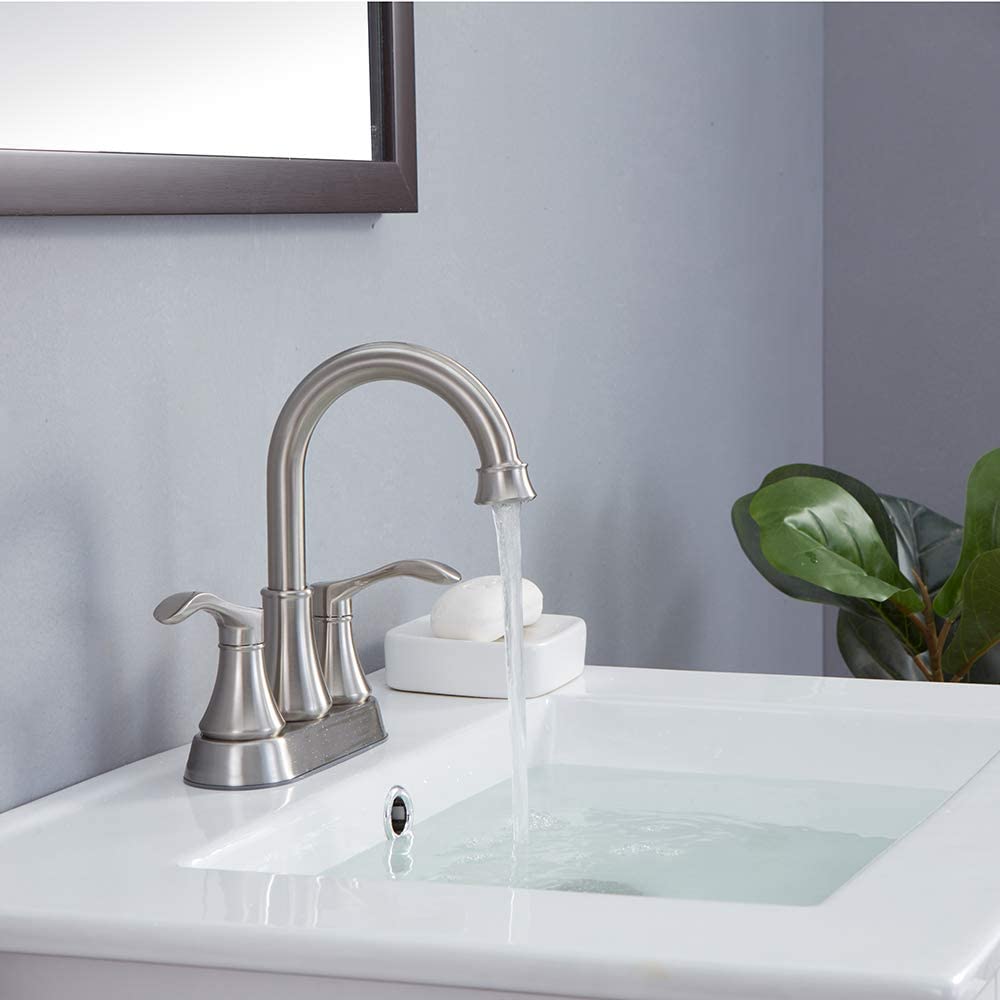 Juno Brushed Nickel Bathroom Faucet Dual Handle Deck Mounted Faucet
