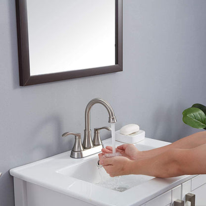 Juno Brushed Nickel Bathroom Faucet Dual Handle Deck Mounted Faucet