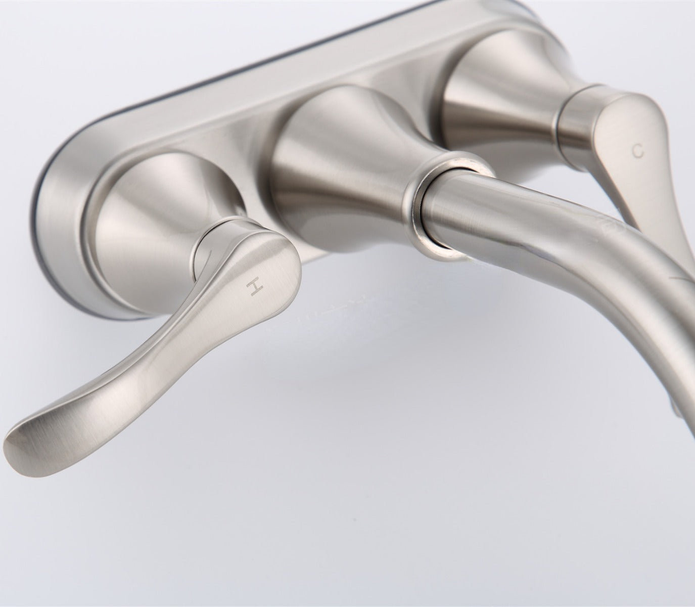 Juno Brushed Nickel Bathroom Faucet Dual Handle Deck Mounted Faucet