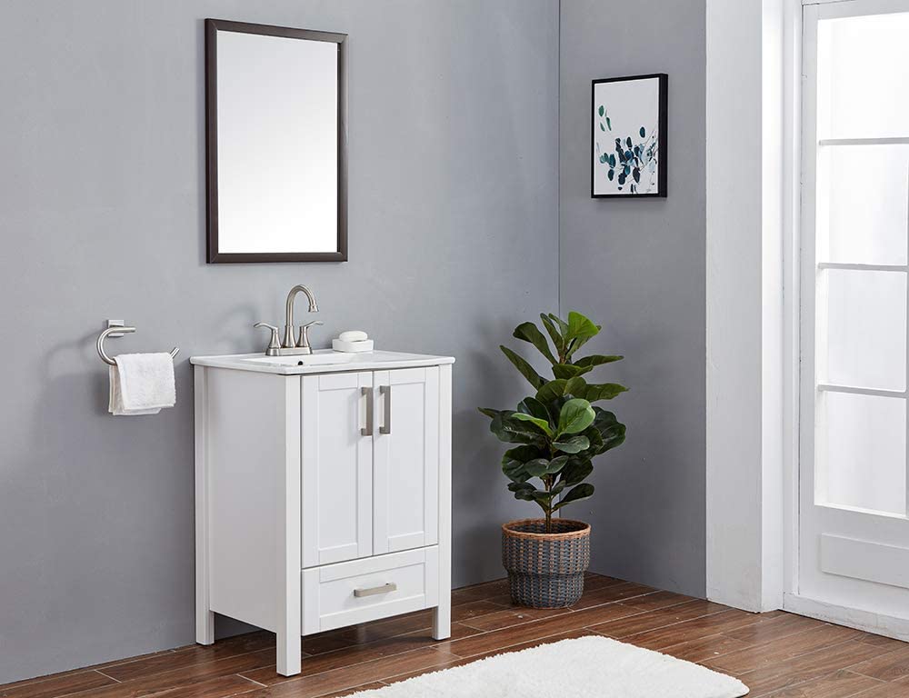 Juno Brushed Nickel Bathroom Faucet Dual Handle Deck Mounted Faucet