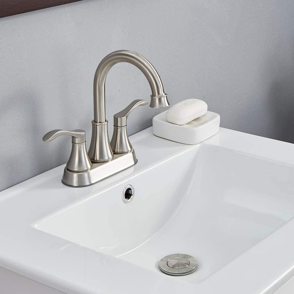 Juno Brushed Nickel Bathroom Faucet Dual Handle Deck Mounted Faucet