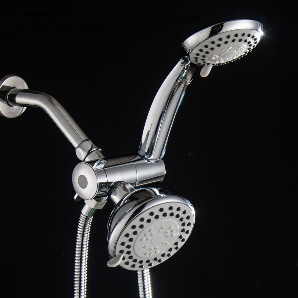 Color Changing Water Powered LED Dual Shower Head 3 Way Diverter