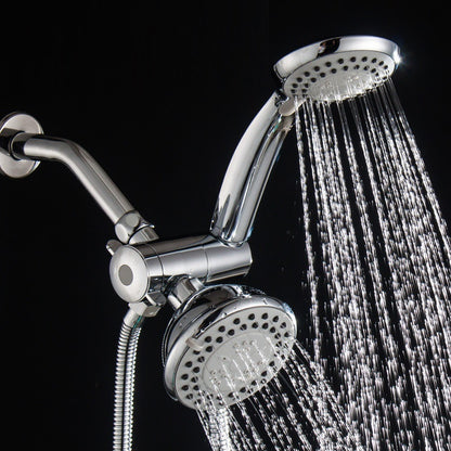 Juno Dual Shower Head Wall Mount 3 Way Diverter Chrome Finish Multi Function