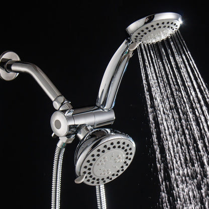 Juno Dual Shower Head Wall Mount 3 Way Diverter Chrome Finish Multi Function