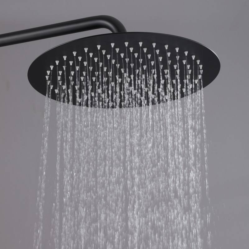 Juno Freestanding Outdoor Shower Column Set in Stainless Steel Finish Hot & Cold Mixer Rain Shower for Pool & Garden