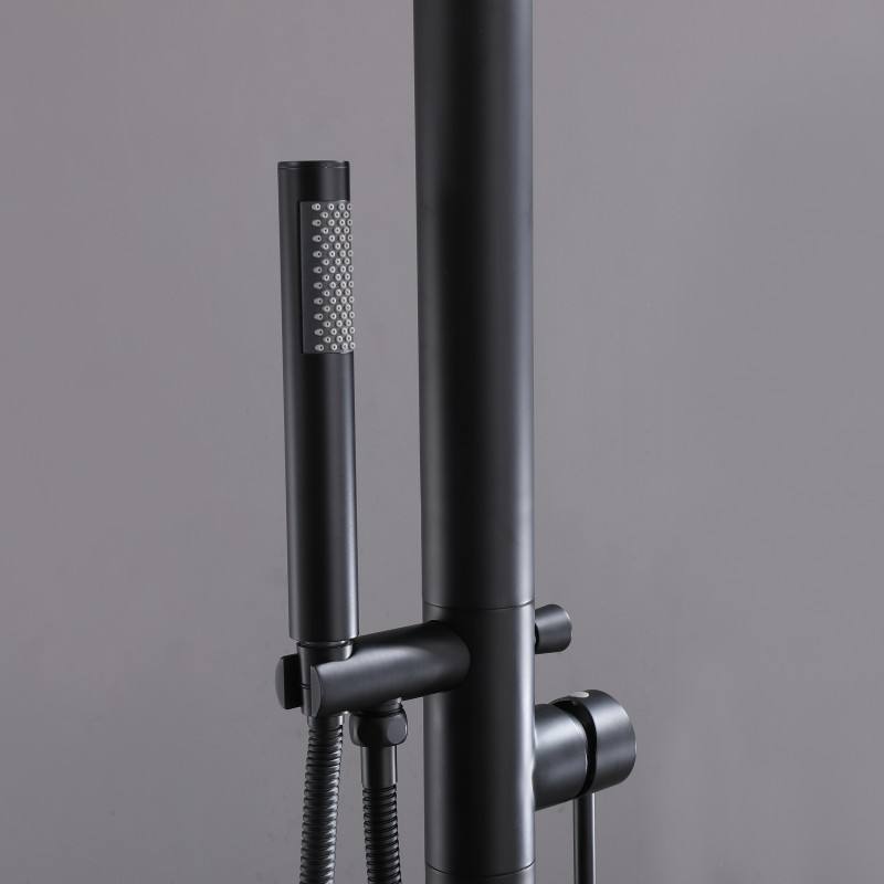 Juno Freestanding Outdoor Shower Column Set in Stainless Steel Finish Hot & Cold Mixer Rain Shower for Pool & Garden