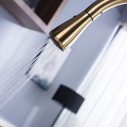 Gold Finish Touch Kitchen Sensor Faucet With Pull Down Sprayer