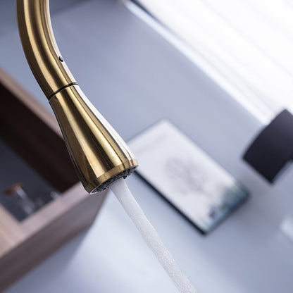 Gold Finish Touch Kitchen Sensor Faucet With Pull Down Sprayer