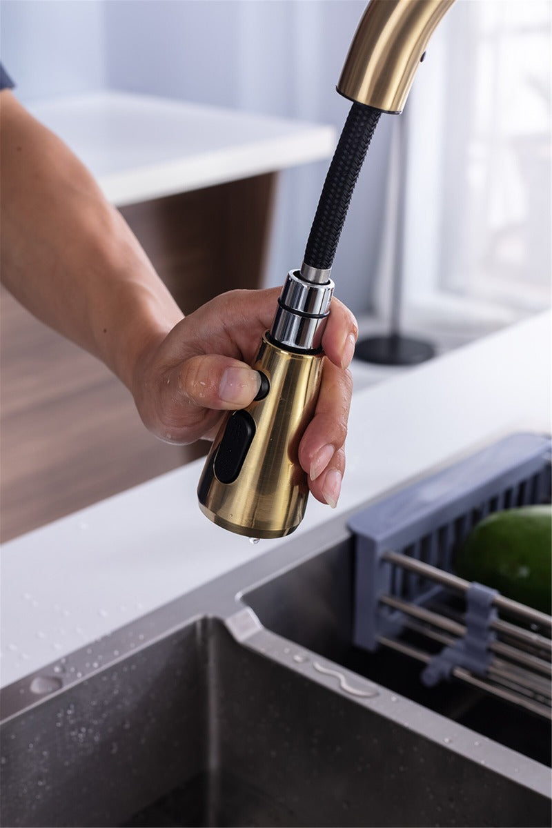 Gold Finish Touch Kitchen Sensor Faucet With Pull Down Sprayer