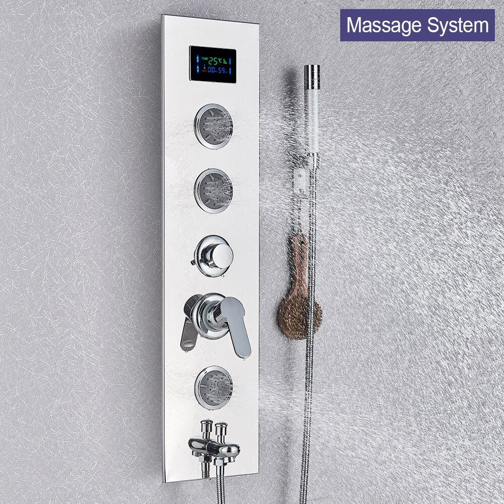 Juno LED Rain Shower Head System with Hand Held Shower Faucet