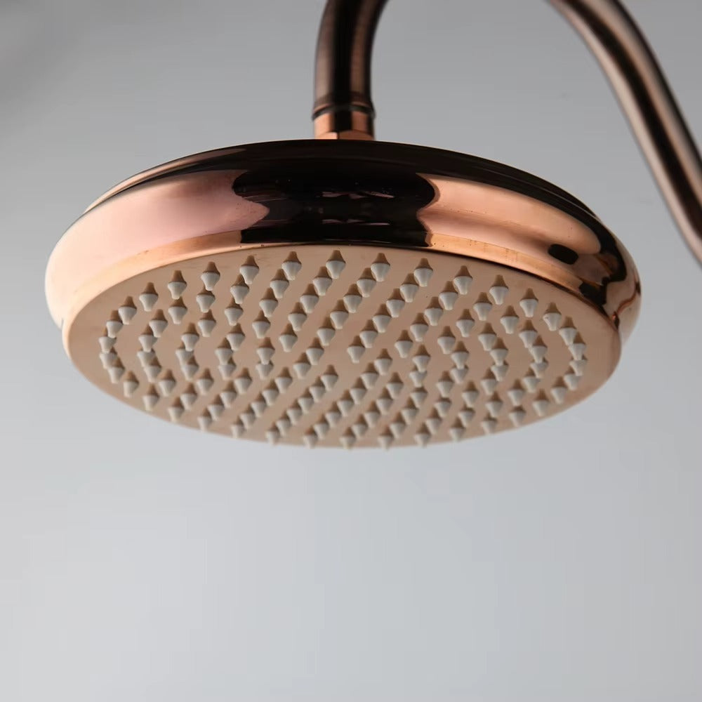 Juno New Luxury Rose Gold Rain Shower System with Swivel Bathtub Mixer Tap