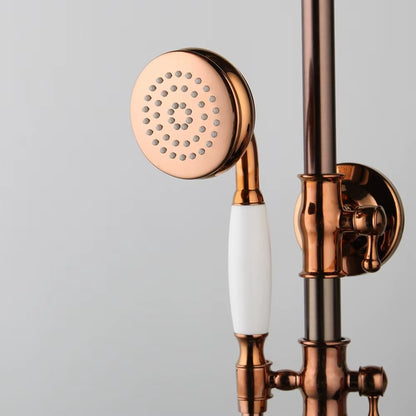 Juno New Luxury Rose Gold Rain Shower System with Swivel Bathtub Mixer Tap