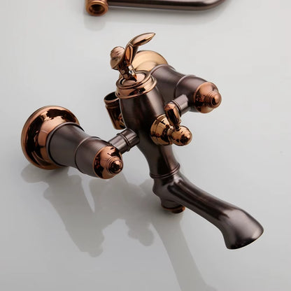 Juno New Luxury Rose Gold Rain Shower System with Swivel Bathtub Mixer Tap