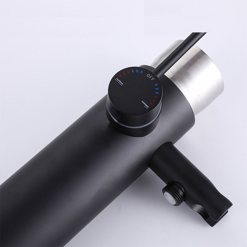 Juno Outdoor Rainfall Shower Column Set Single Handle with Hand Shower in Stainless Steel