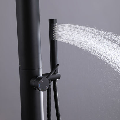 Juno Outdoor Rainfall Shower Column Set Single Handle with Hand Shower in Stainless Steel