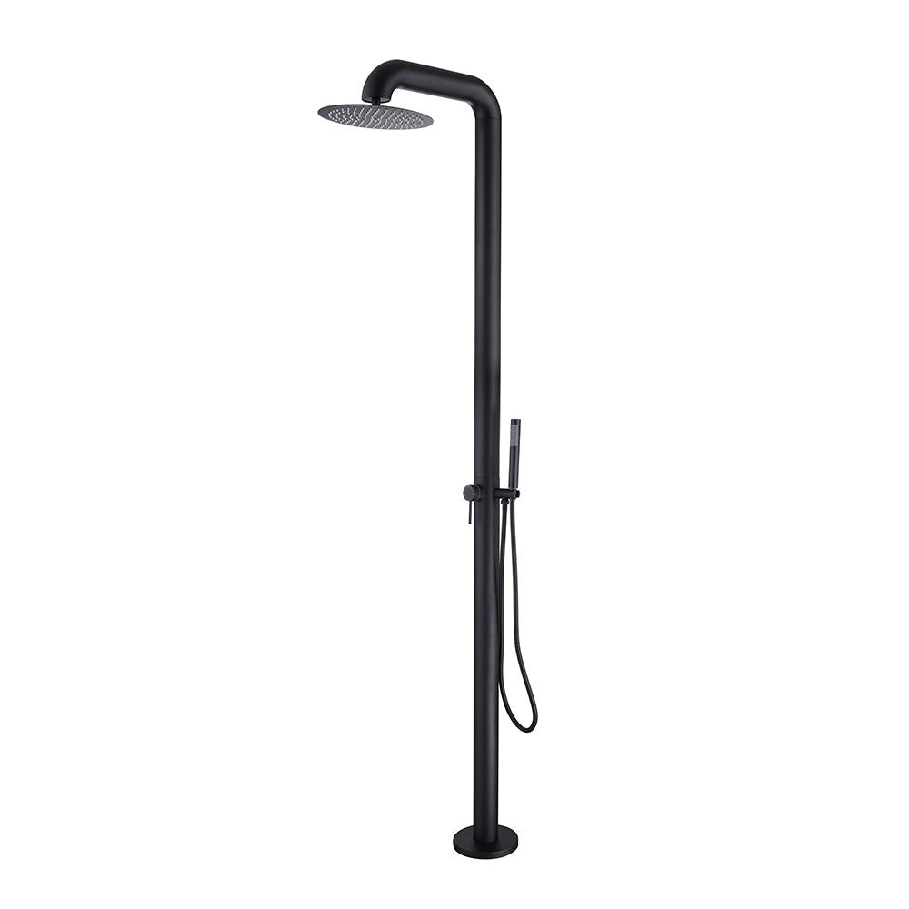 Juno Outdoor Rainfall Shower Column Set Single Handle with Hand Shower in Stainless Steel