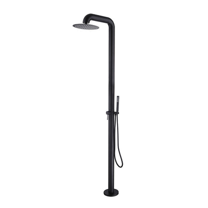 Juno Outdoor Rainfall Shower Column Set Single Handle with Hand Shower in Stainless Steel