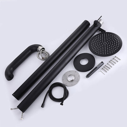 Juno Outdoor Rainfall Shower Column Set Single Handle with Hand Shower in Stainless Steel