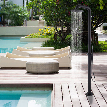 Juno Outdoor Rainfall Shower Column Set Single Handle with Hand Shower in Stainless Steel