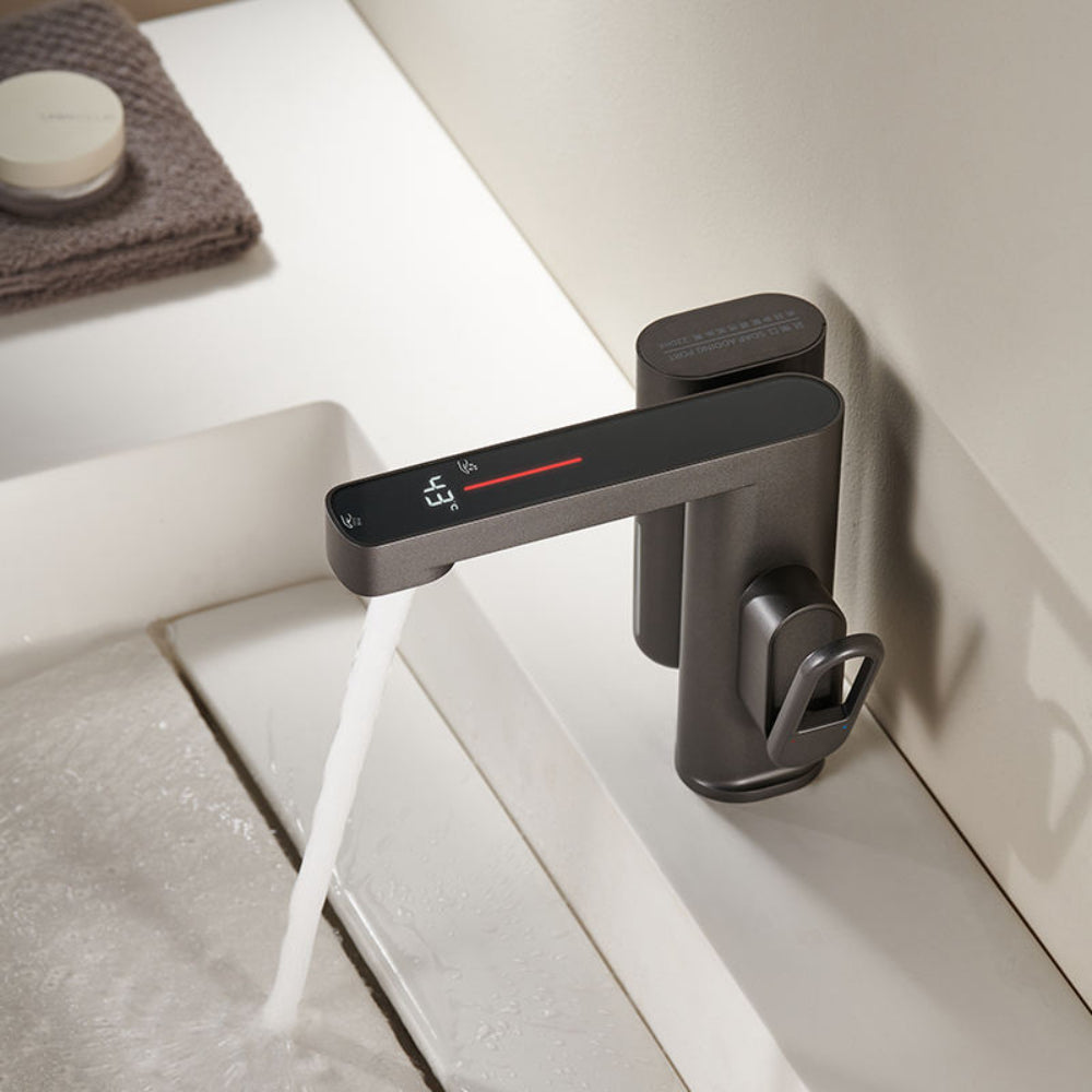 Juno Single Handle Brass Bathroom Sink Faucet – Digital Mixer with Sensor Control