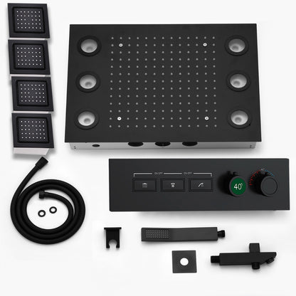 Juno Smart Remote LED Shower Head Set in Lacquered Finish with Lateral Jet