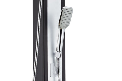 Juno Square Solar Outdoor Shower with Handle, Large Capacity 35L/40L in Silver Finish