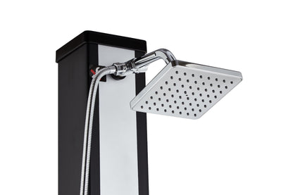 Juno Square Solar Outdoor Shower with Handle, Large Capacity 35L/40L in Silver Finish