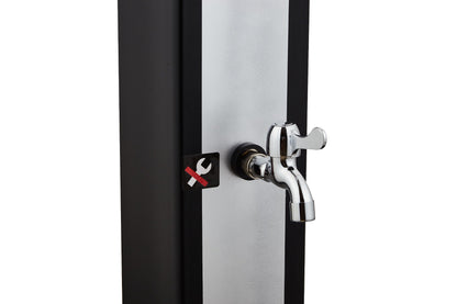 Juno Square Solar Outdoor Shower with Handle, Large Capacity 35L/40L in Silver Finish