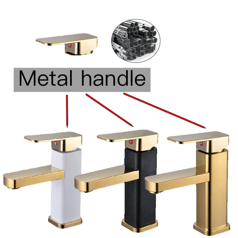 Juno Square with Single Stainless Steel Handle Bathroom Faucet