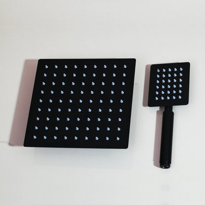 Juno Ultra-Thin Black Wall Mount LED Rainfall Shower Head With Handheld Shower Faucet