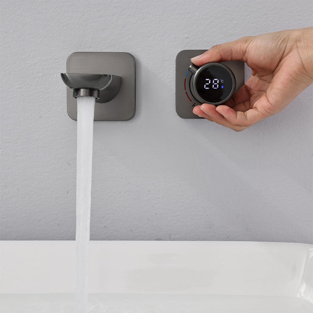 Juno Wall-Mounted Concealed Digital Display Faucet – Single Handle, Hot & Cold, Smart Sensor