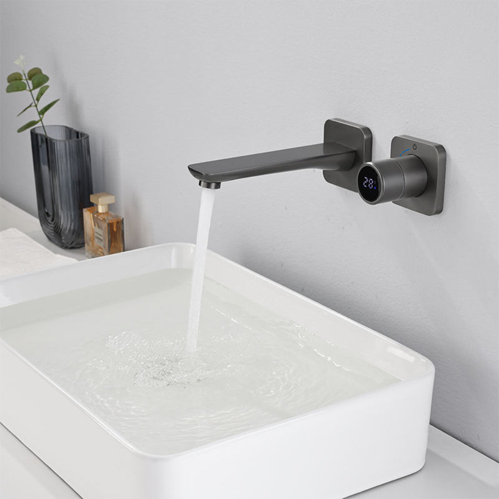Juno Wall-Mounted Concealed Digital Display Faucet – Single Handle, Hot & Cold, Smart Sensor
