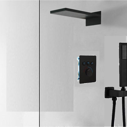 Juno Wall-Mounted Concealed Smart Thermostatic Shower System with Hot/Cold Waterfall Ceiling Rainfall Shower Head