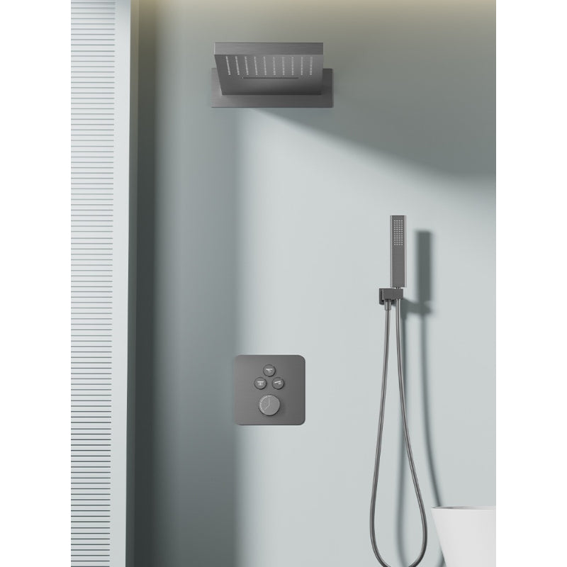 Juno Wall-Mounted Concealed Smart Thermostatic Shower System with Hot/Cold Waterfall Ceiling Rainfall Shower Head