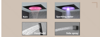 Juno Wall-Mounted Luxury LED Smart Shower Set with Remote Control and Multi-Function Rain Waterfall Shower Head System