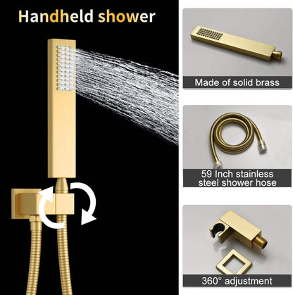 Juno Wall-Mounted Luxury LED Smart Shower Set with Remote Control and Multi-Function Rain Waterfall Shower Head System