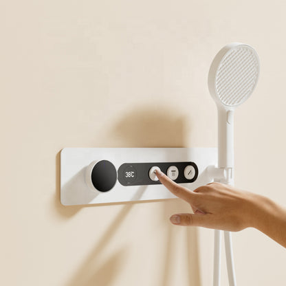 Juno Wall-Mounted White Brass Thermostatic Rainfall Smart Shower Head Set