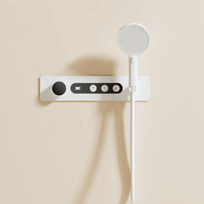 Juno Wall-Mounted White Brass Thermostatic Rainfall Smart Shower Head Set