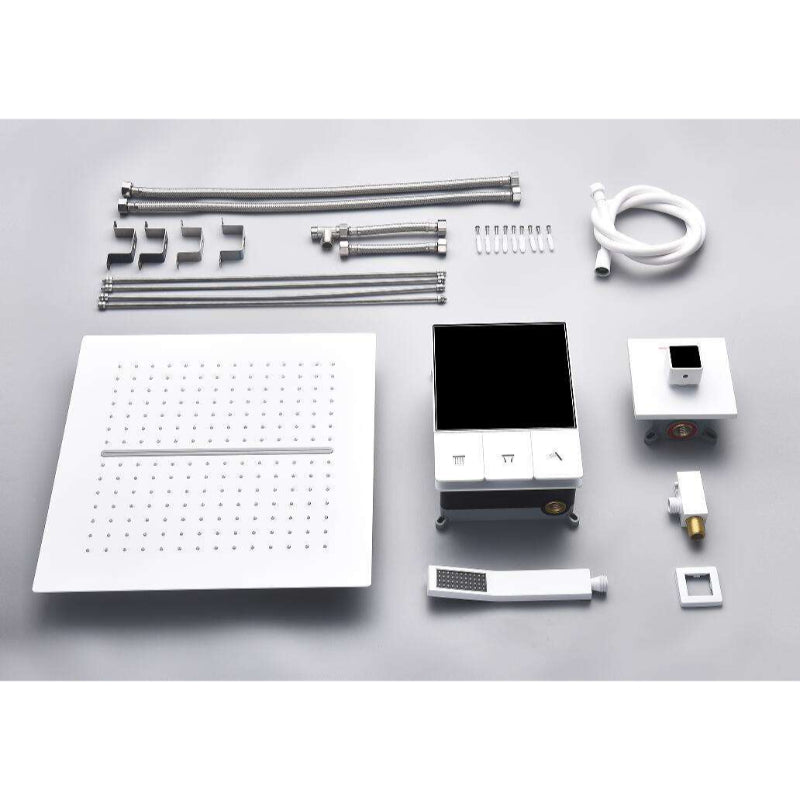 Juno Wall-Mounted White Thermostatic Shower System with Smart Temperature Display and Single Handle