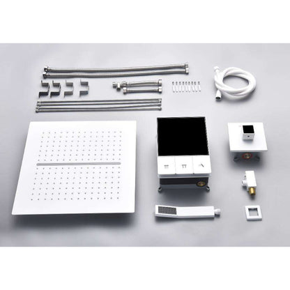 Juno Wall-Mounted White Thermostatic Shower System with Smart Temperature Display and Single Handle