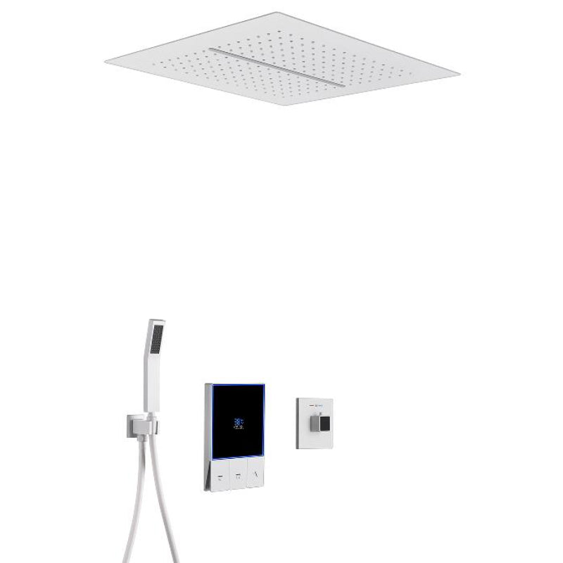 Juno Wall-Mounted White Thermostatic Shower System with Smart Temperature Display and Single Handle