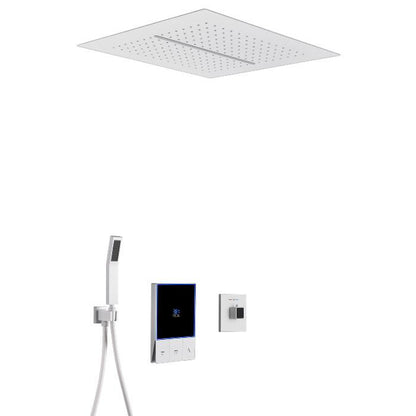 Juno Wall-Mounted White Thermostatic Shower System with Smart Temperature Display and Single Handle