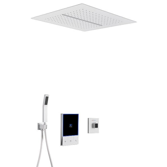 Juno Wall-Mounted White Thermostatic Shower System with Smart Temperature Display and Single Handle