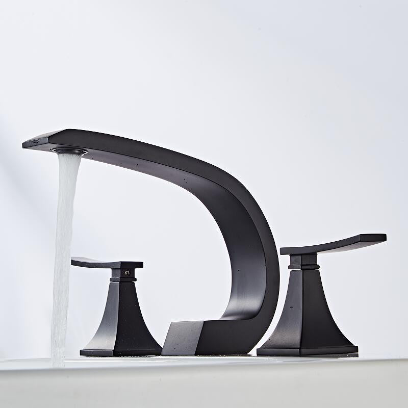 Juno Widespread Deck-Mounted Dual-Handle Bathroom Basin Mixer Faucet