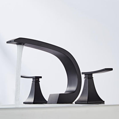 Juno Widespread Deck-Mounted Dual-Handle Bathroom Basin Mixer Faucet