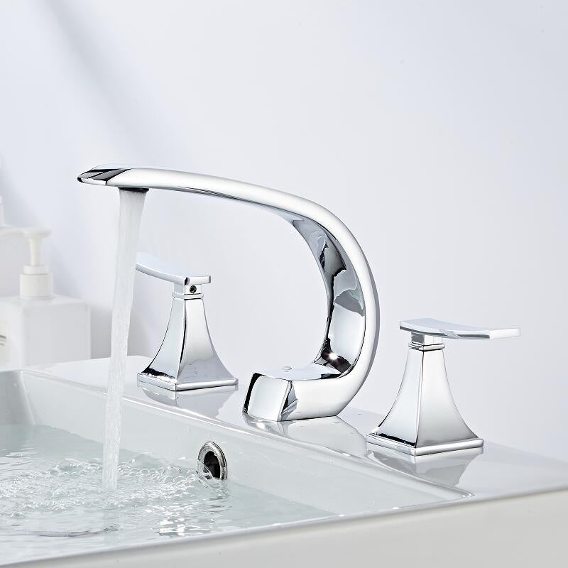 Juno Widespread Deck-Mounted Dual-Handle Bathroom Basin Mixer Faucet